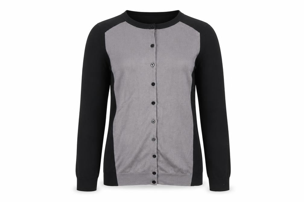 H&M Womens XS Black Grey Button Up Cardigan 3/4 Sleeve Knitwear