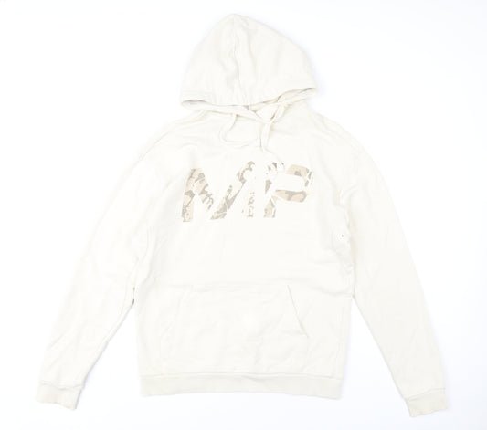 MP Men’s Beige Pullover Hoodie Size M Hooded Graphic Cotton Sweatshirt