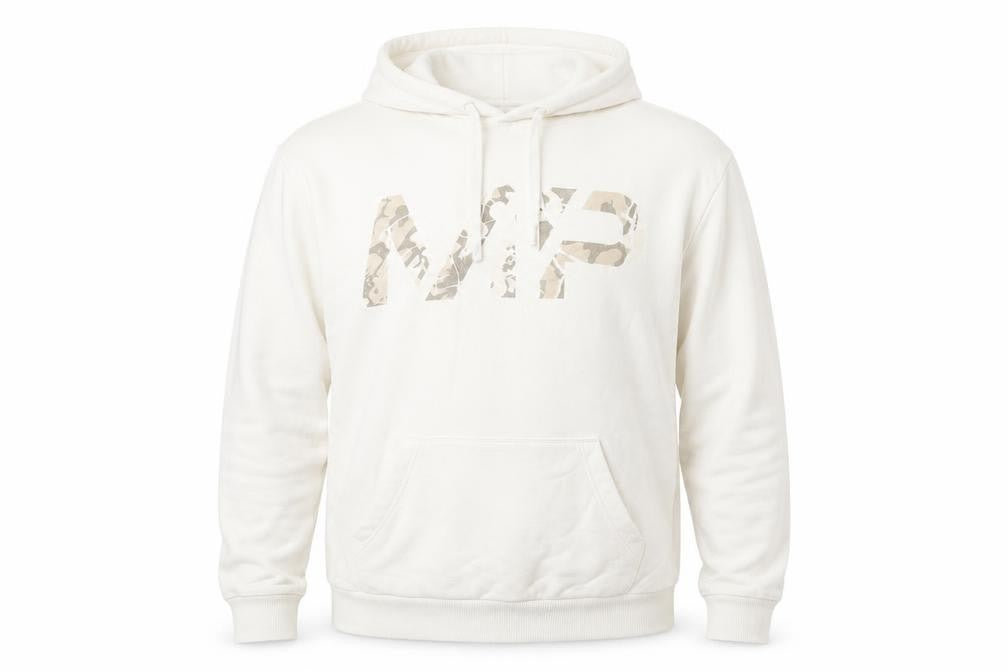 MP Men’s Beige Pullover Hoodie Size M Hooded Graphic Cotton Sweatshirt