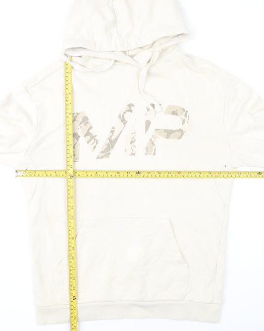 MP Men’s Beige Pullover Hoodie Size M Hooded Graphic Cotton Sweatshirt