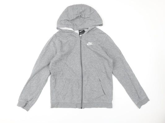 Nike Boys Grey Full Zip Hoodie XL (158-170cm) Cotton Blend Sportswear