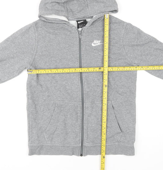 Nike Boys Grey Full Zip Hoodie XL (158-170cm) Cotton Blend Sportswear