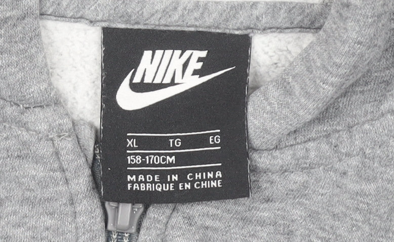 Nike Boys Grey Full Zip Hoodie XL (158-170cm) Cotton Blend Sportswear