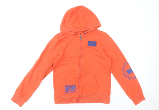 Levi's Boys Orange Full Zip Hoodie Size 14 Years 164cm Graphic Print