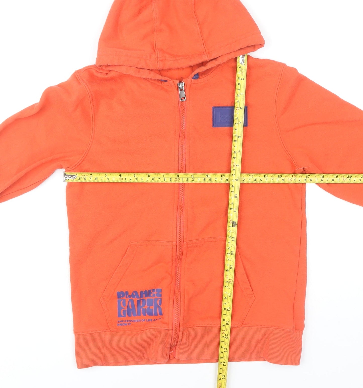 Levi's Boys Orange Full Zip Hoodie Size 14 Years 164cm Graphic Print