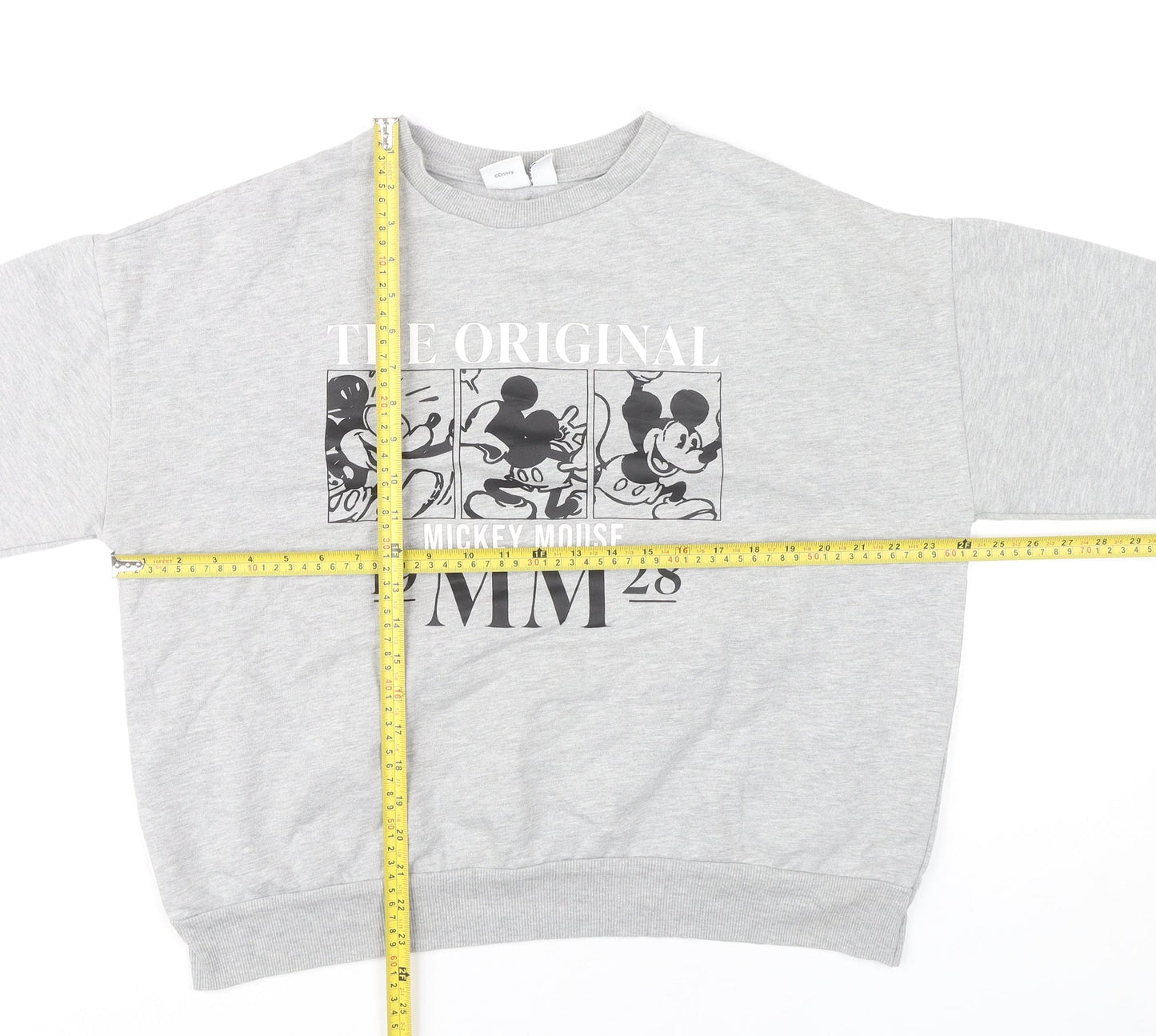 Disney Womens Grey Mickey Mouse Pullover Sweatshirt L 14/16