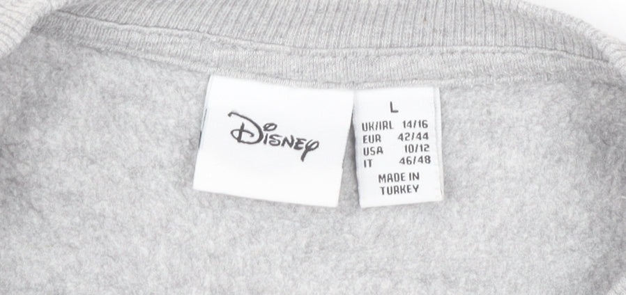 Disney Womens Grey Mickey Mouse Pullover Sweatshirt L 14/16