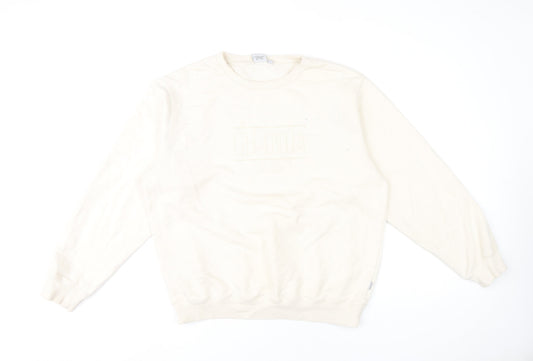 Ghanda Womens Ivory Cotton Pullover Sweatshirt Size 12