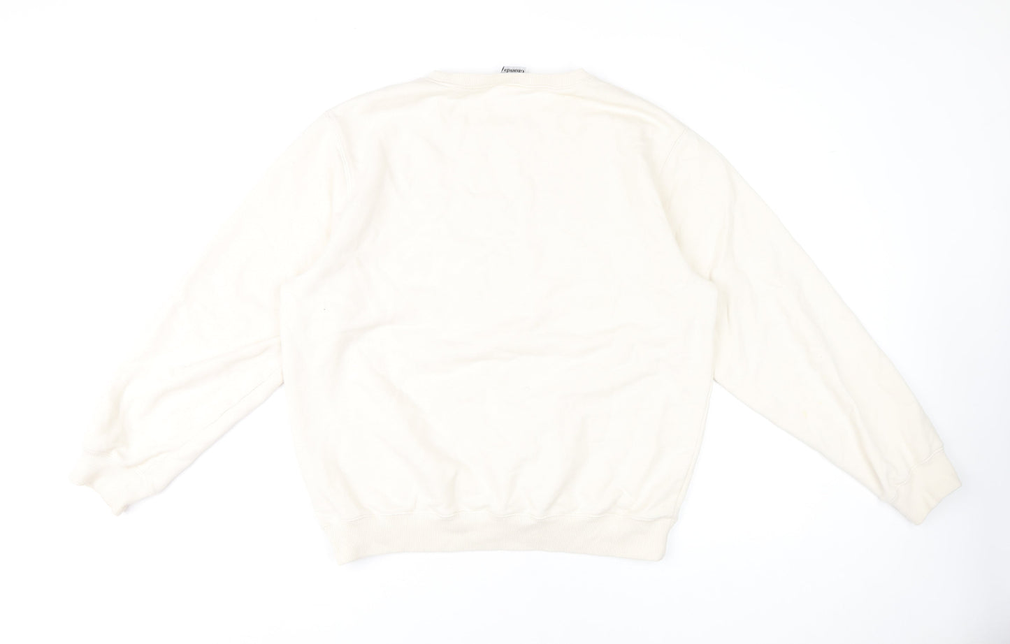Ghanda Womens Ivory Cotton Pullover Sweatshirt Size 12