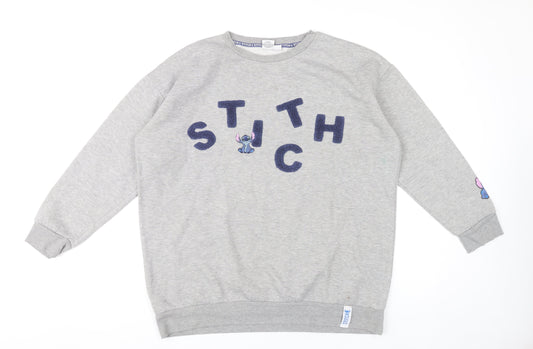 Disney Women’s Grey Stitch Sweatshirt XL Pullover Crew Neck