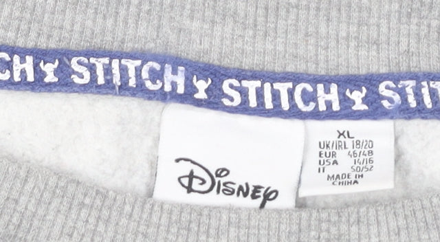 Disney Women’s Grey Stitch Sweatshirt XL Pullover Crew Neck