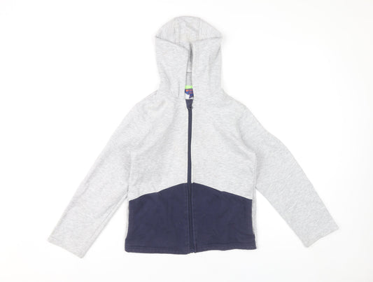 Mountain Warehouse Boys Grey Blue Full Zip Hoodie 9-10 Years Cotton Blend