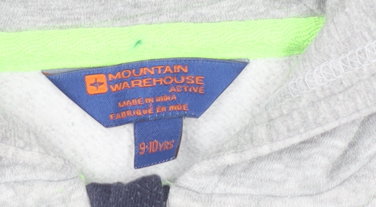 Mountain Warehouse Boys Grey Blue Full Zip Hoodie 9-10 Years Cotton Blend
