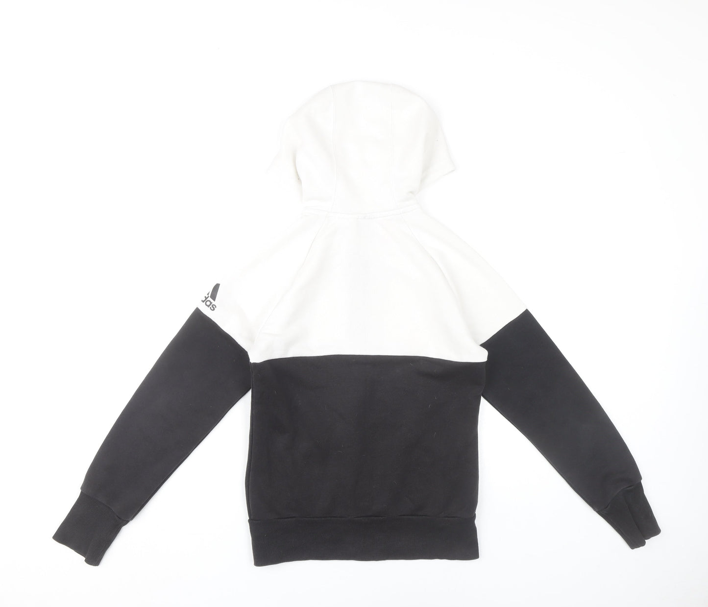 Adidas Boys Black & White Colourblock Full Zip Hoodie 11-12Y Sportswear