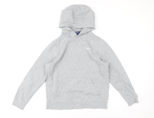 Nike Boys Grey Pullover Hoodie 12-13 Years Regular Fit Logo Sportswear