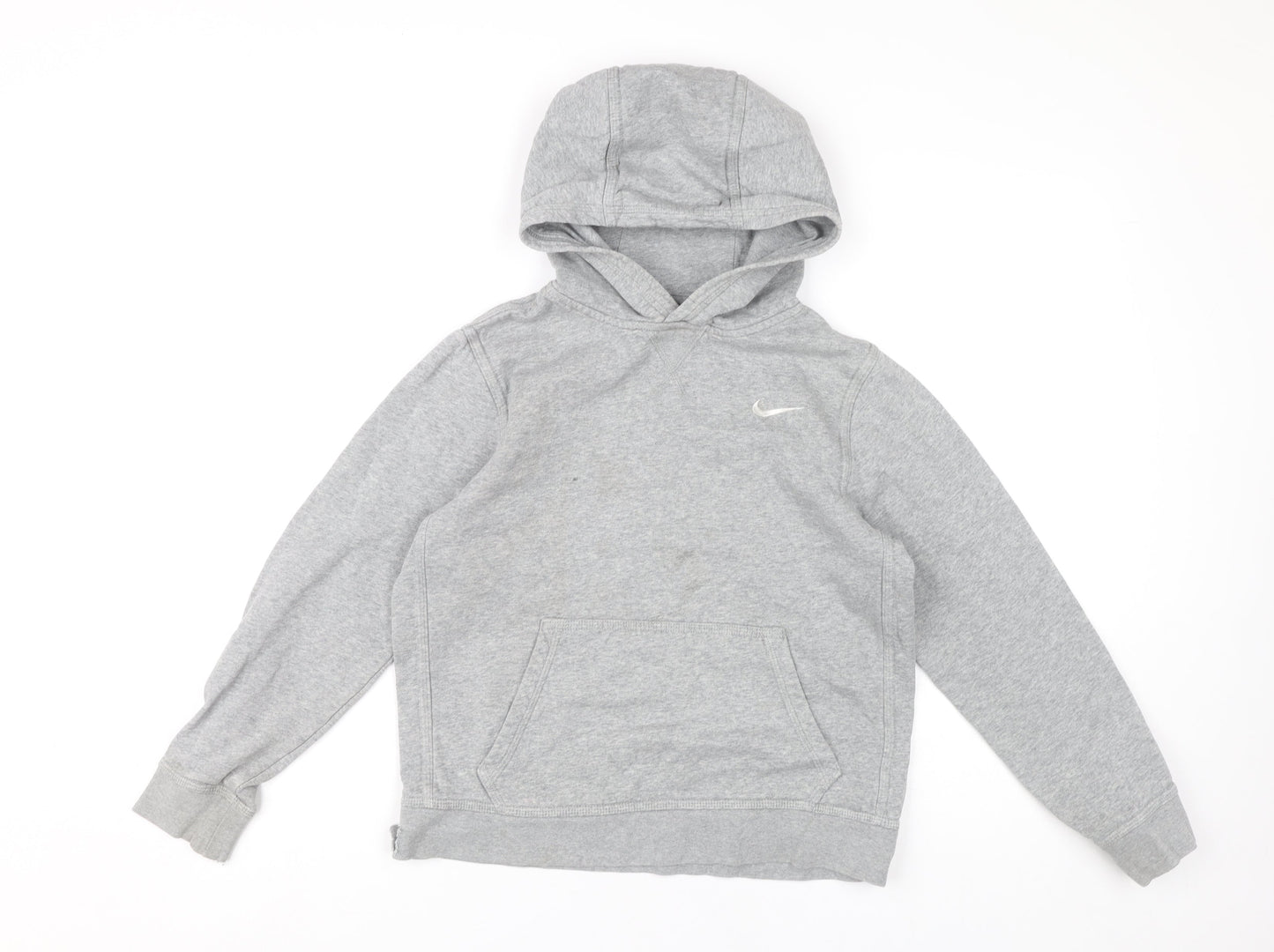 Nike Boys Grey Pullover Hoodie 12-13Y Logo Sports Casual Cotton Blend