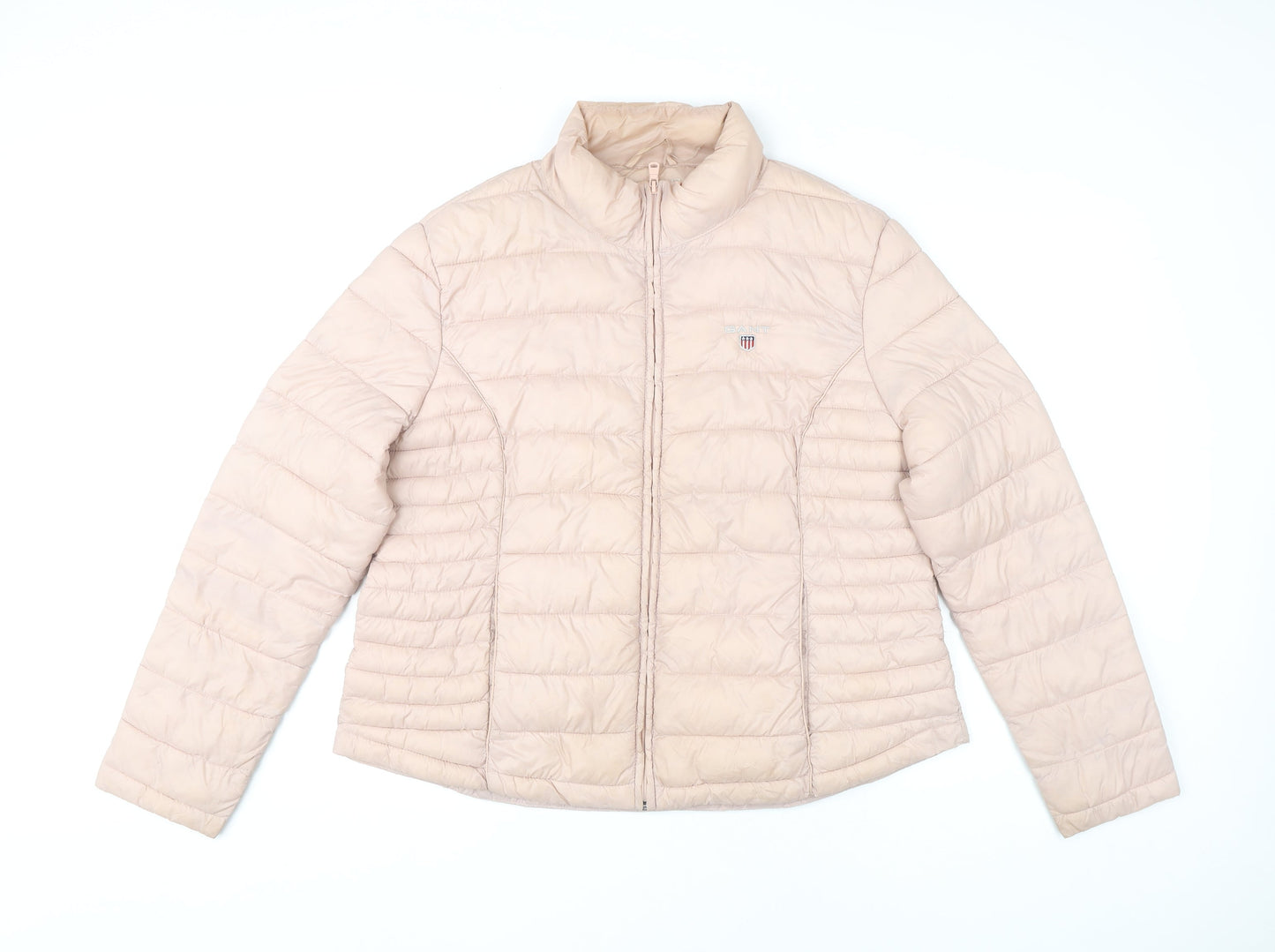 Gant Womens Beige Puffer Jacket L Lightweight Quilted Coat