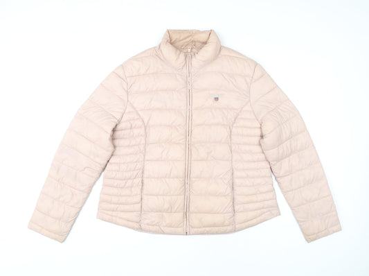 Gant Womens Beige Puffer Jacket L Lightweight Quilted Coat