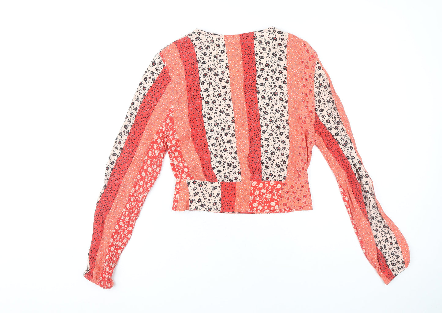 H&M Womens Multicoloured Floral Wrap Blouse UK 6 Long Sleeve Viscose