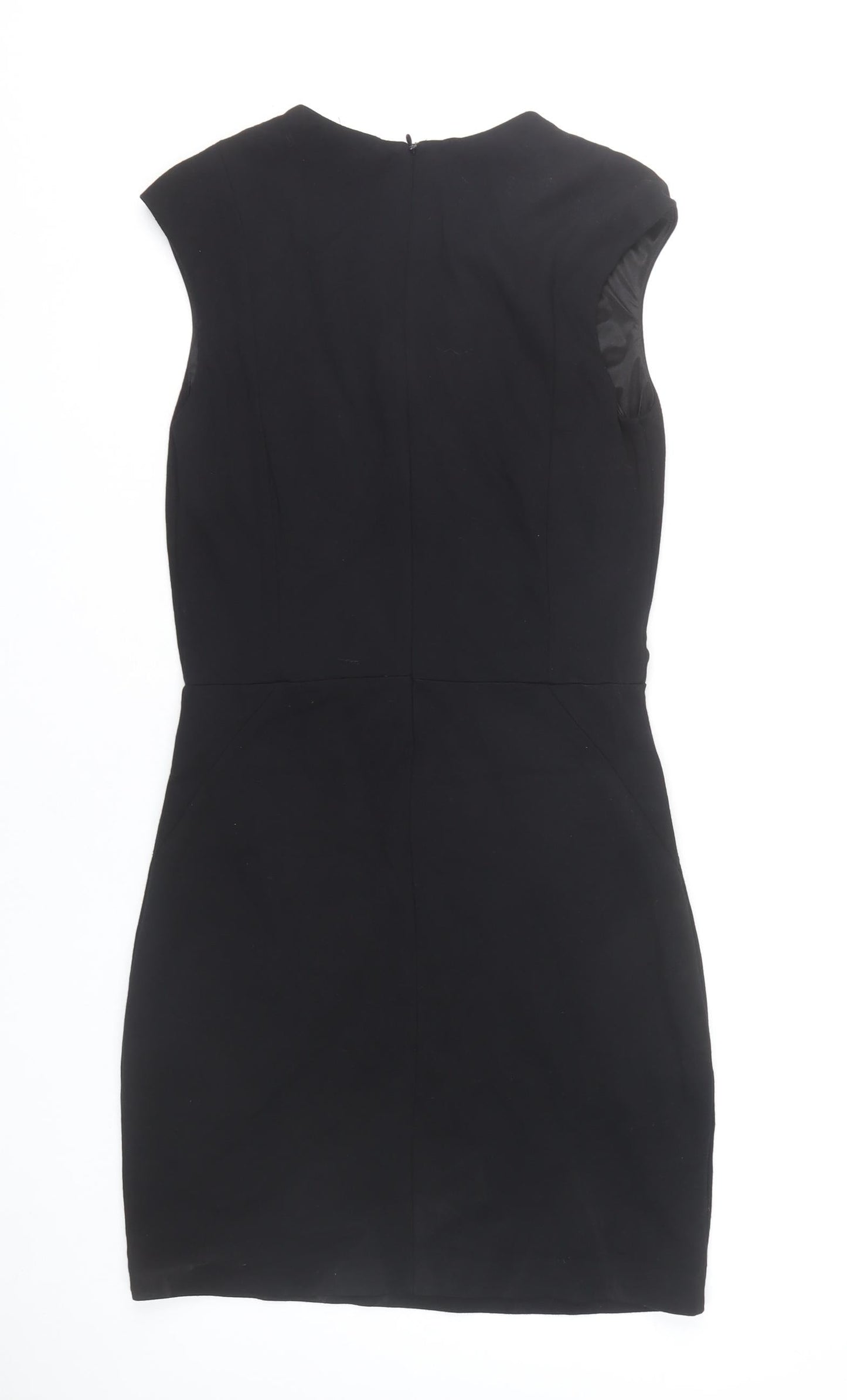 Mango Women’s Black Bodycon Dress Size 10 Sleeveless V-Neck Work Party