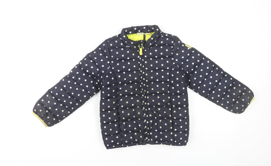 Gap Girls Blue Polka Dot Puffer Jacket Coat 5 Years Full Zip Quilted