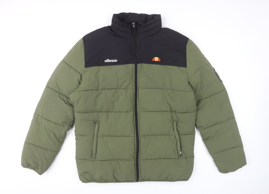 Ellesse Men's Green XL Puffer Jacket Quilted Winter Casual Full Zip