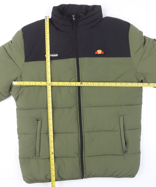 Ellesse Men's Green XL Puffer Jacket Quilted Winter Casual Full Zip