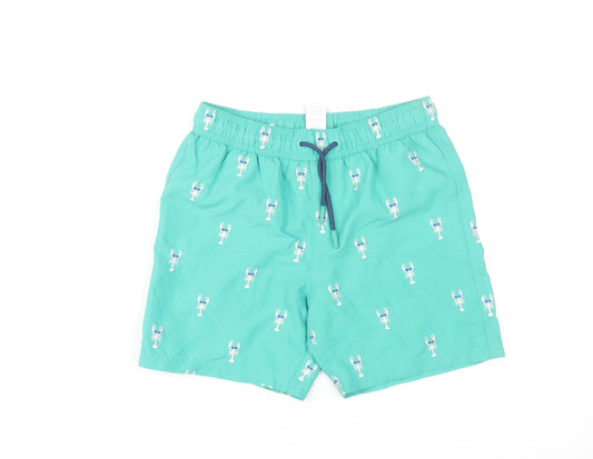 Marks and Spencer Boys Green Lobster Swim Shorts 8-9 Years Quick Dry
