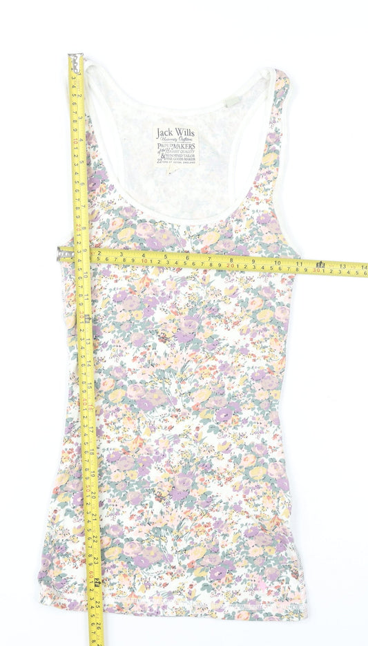Jack Wills Womens Multicoloured Floral Tank Top UK 8 Cotton