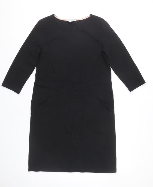 Boden Women’s Black Sheath Dress Size 12 Stretch Jersey Workwear