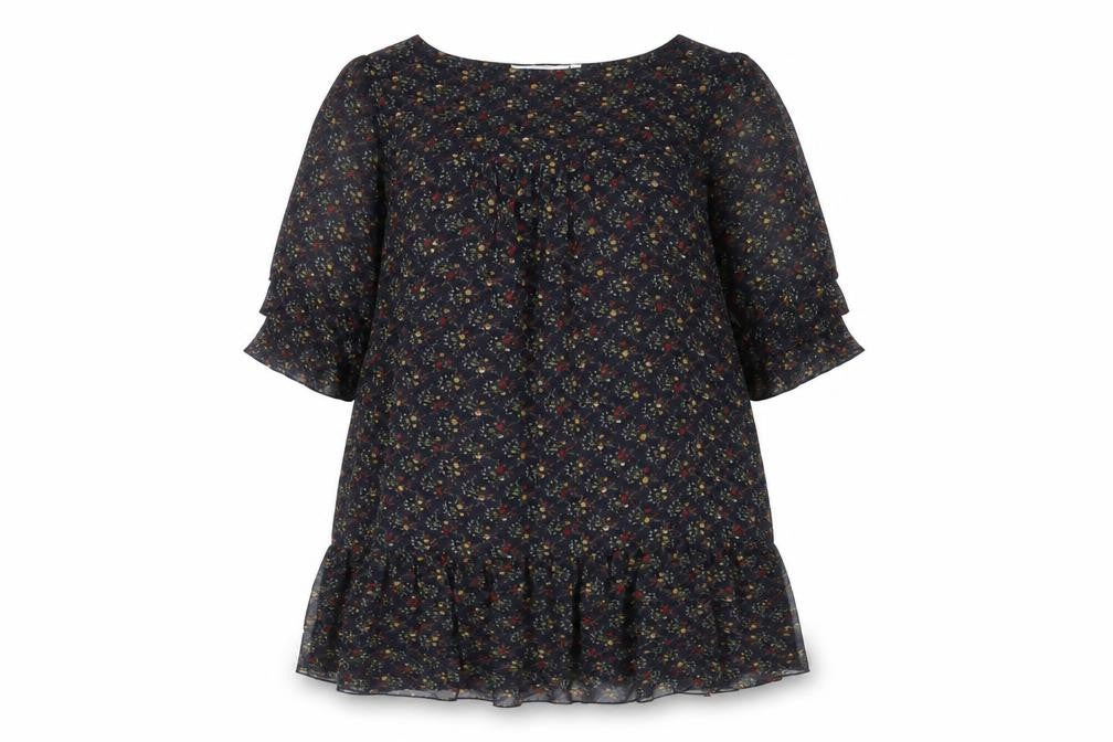 New Look Womens Multicoloured Floral Shift Dress Size 10 Ruffle Hem