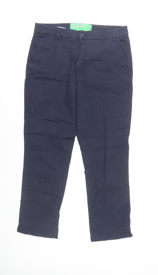 United Colors of Benetton Womens Blue Size 10 Chino Trousers