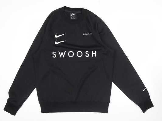 Nike Mens Black M Pullover Sweatshirt Crew Neck Logo Print