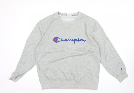 Champion Mens Grey 2XL Pullover Sweatshirt Logo Crew Neck