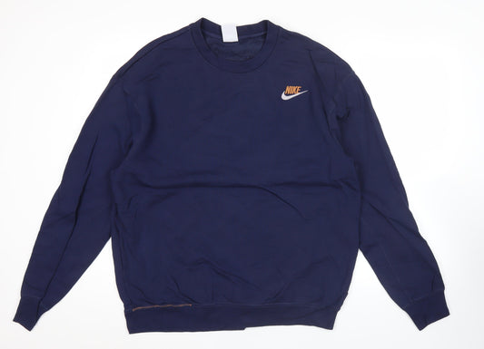 Nike Mens Blue XL Crew Neck Pullover Sweatshirt Logo Graphic