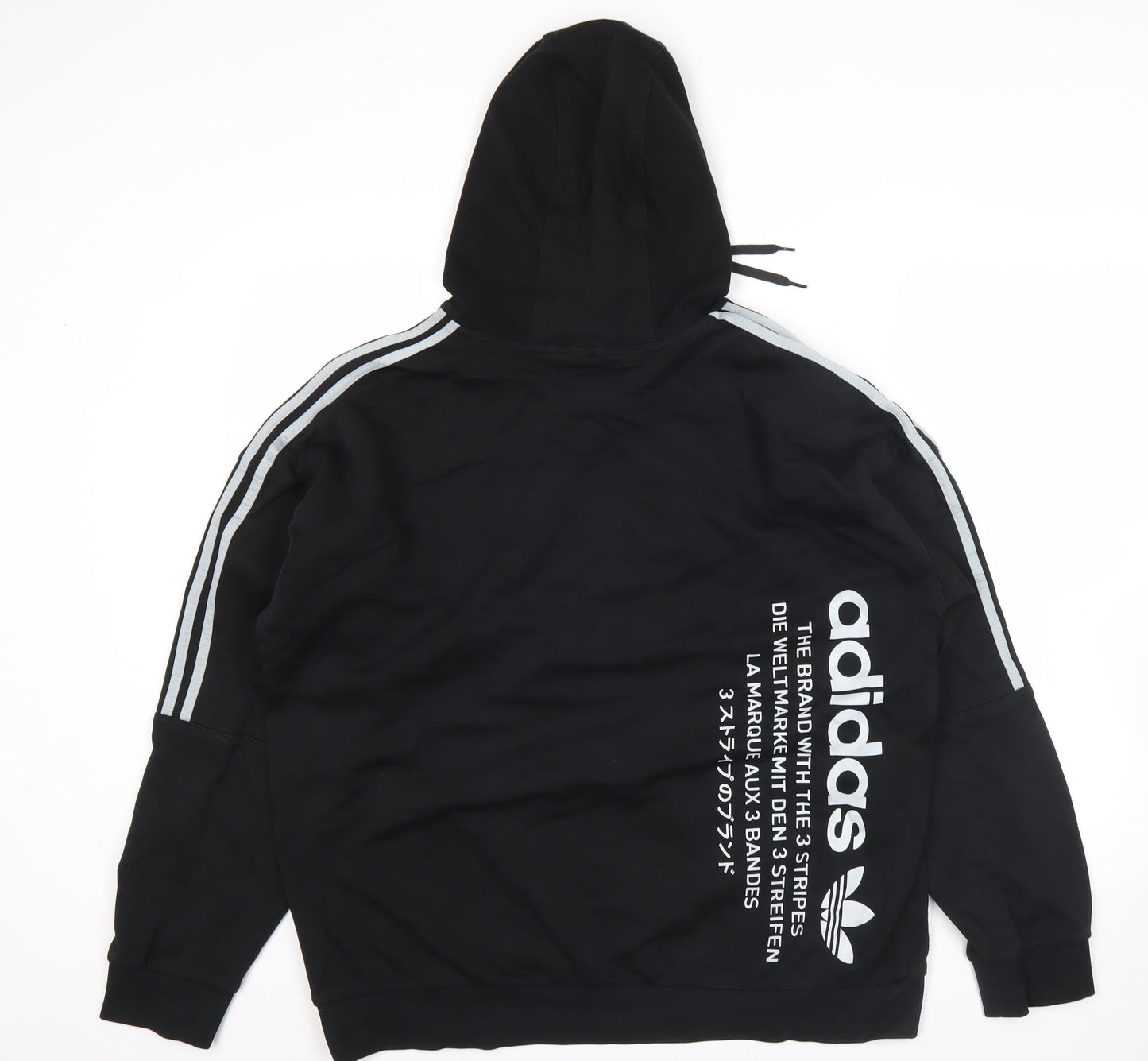 Adidas Men’s Black Pullover Hoodie L Logo Graphic Hooded Sweatshirt