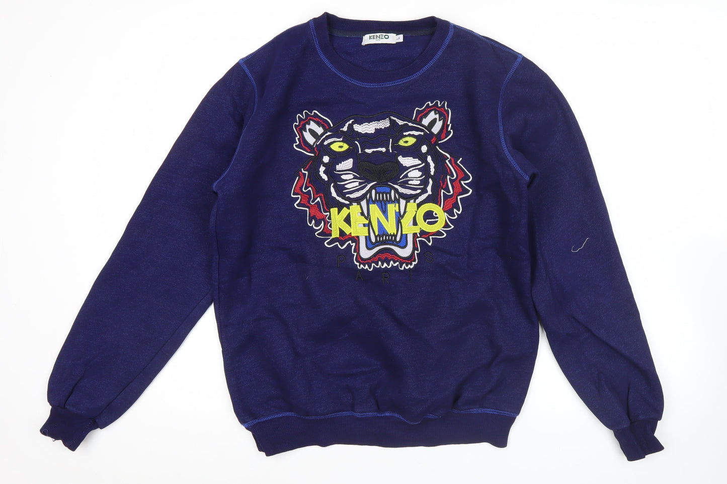 Kenzo Men’s Blue Sweatshirt M Embroidered Tiger Logo Pullover