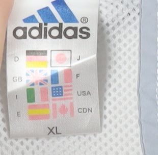 Adidas Mens XL Grey White Track Jacket Full Zip Sportswear