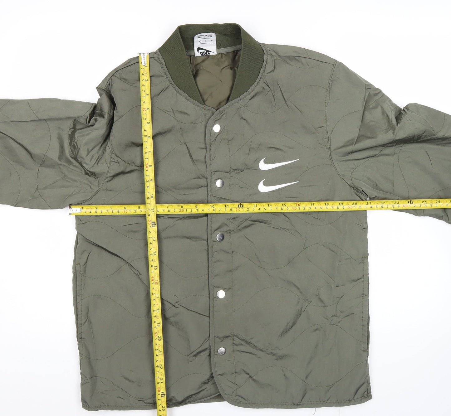 Nike Men's Green Medium Bomber Jacket Quilted Swoosh Casual Sportswear