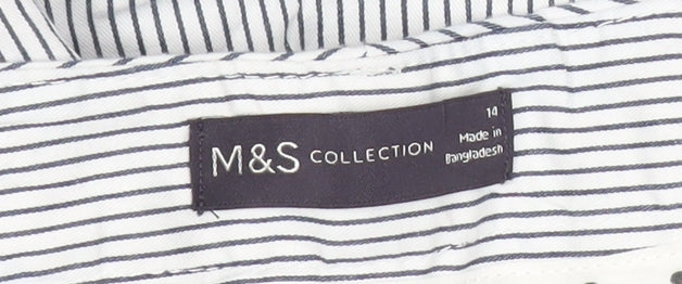 Marks and Spencer Womens White Striped Chino Trousers Size 14