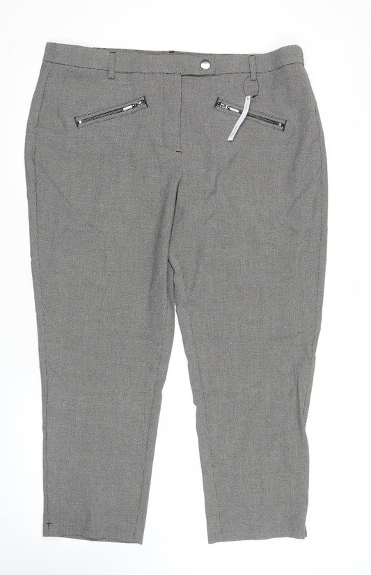The Mia Womens Grey Slim Fit Checked Trousers Size 18 Workwear