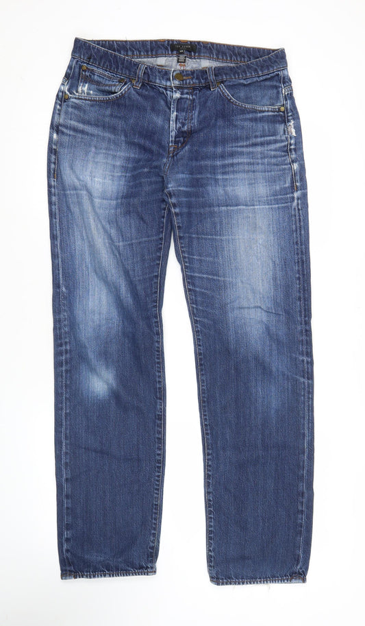 Ted Baker Men's Blue Straight Leg Jeans 32W 32L Cotton Denim