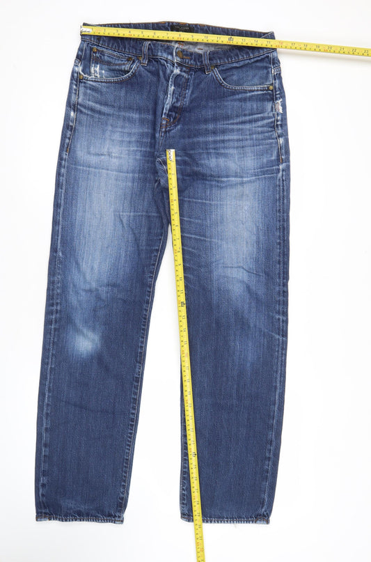 Ted Baker Men's Blue Straight Leg Jeans 32W 32L Cotton Denim