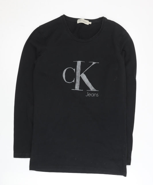 Calvin Klein Jeans Womens Black Small Long Sleeve Logo T-Shirt