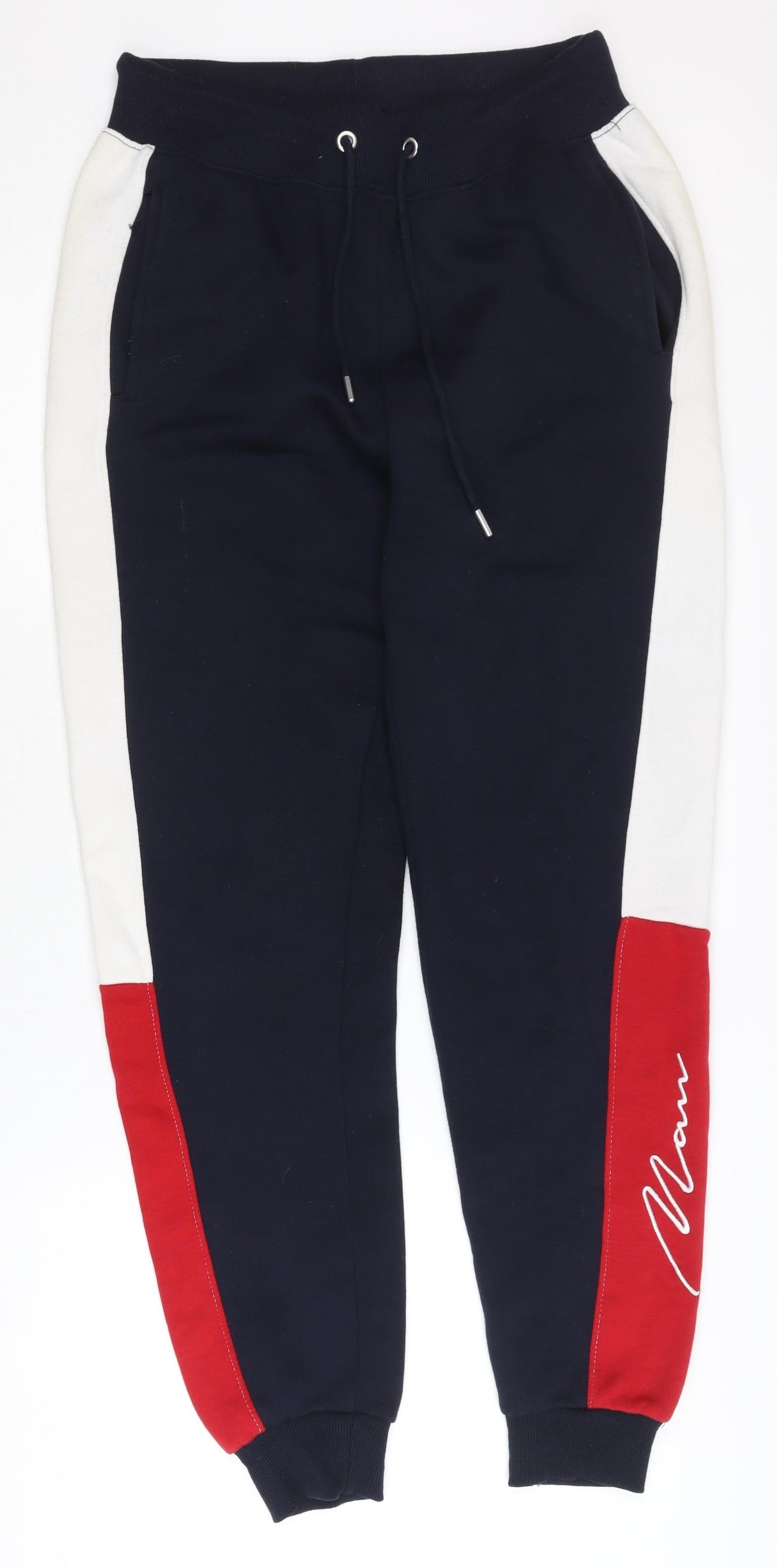 boohooMAN Men’s Colourblock Jogger Sweatpants Black Red White Size S