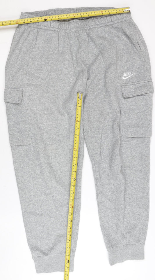 Nike Men’s Grey Jogger Sweatpants L Tapered Fit Activewear