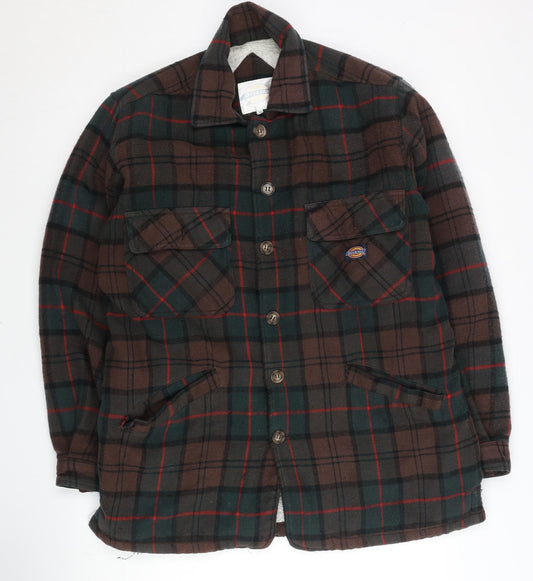 Dickies Men’s Brown Check Flannel Shirt Jacket Size M Workwear