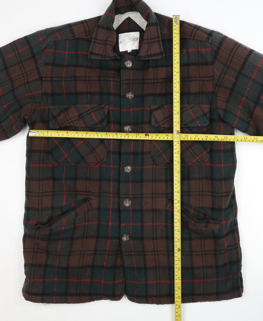Dickies Men’s Brown Check Flannel Shirt Jacket Size M Workwear
