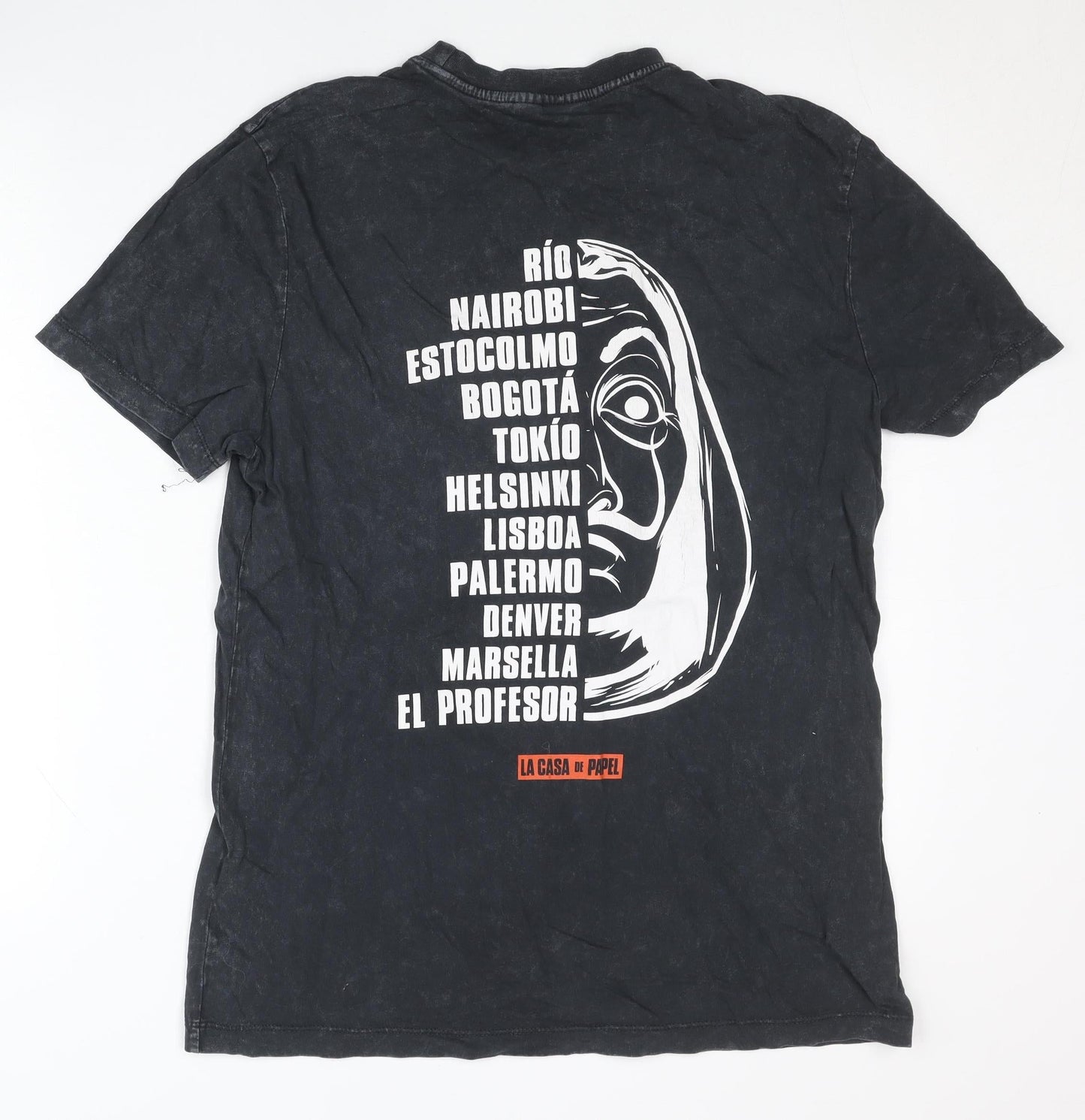 Netflix La Casa De Papel Men’s Black Small Graphic Print T-Shirt
