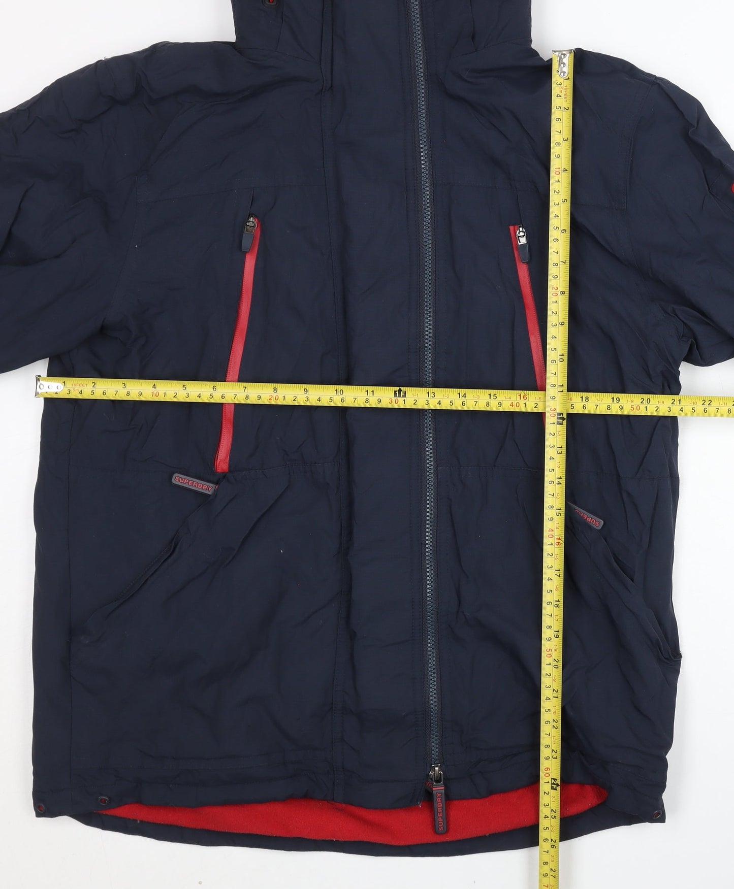 Superdry Men's Blue L Hooded Windbreaker Jacket with Logo Zip